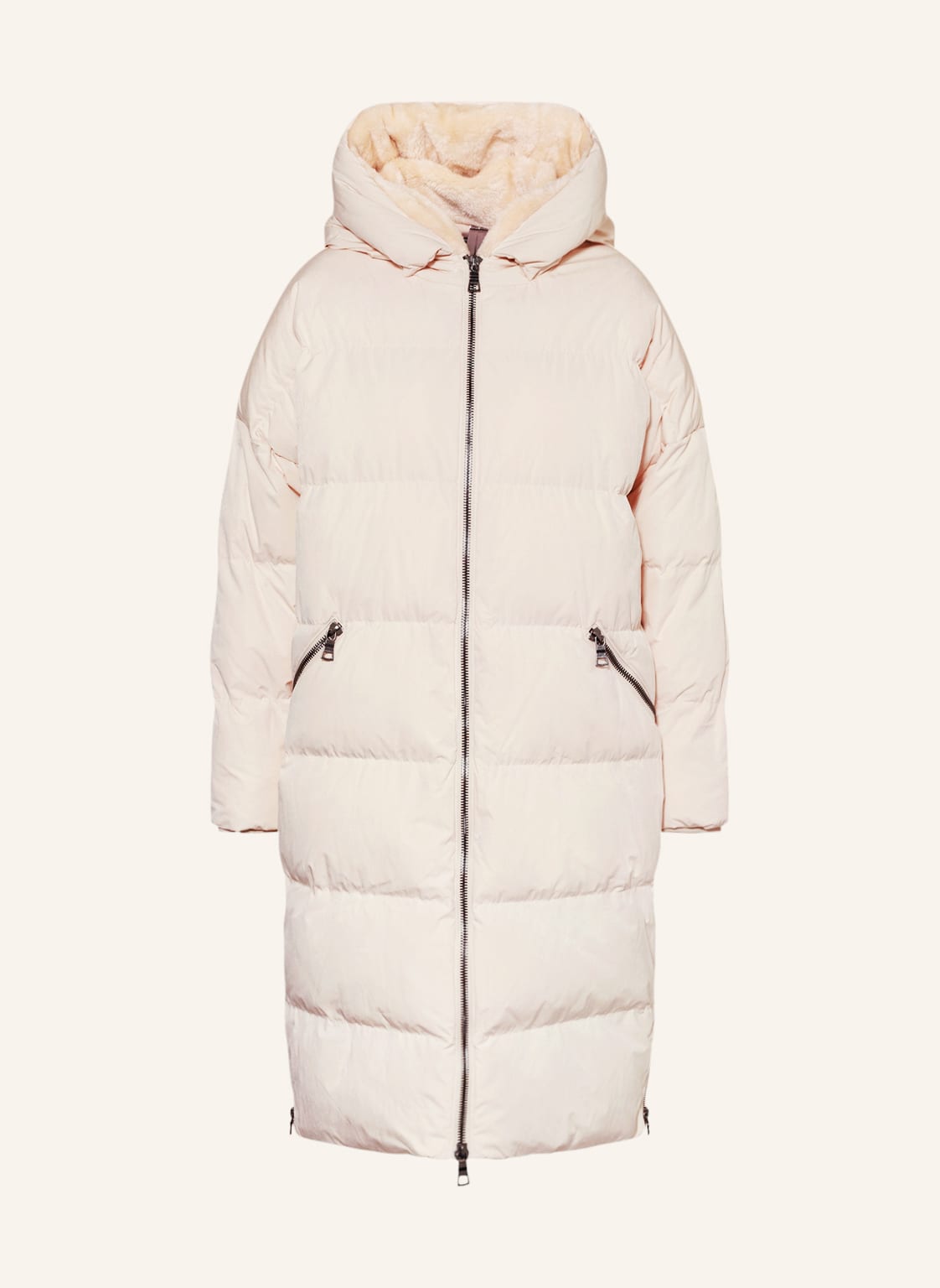 Image of Blonde No.8 Steppmantel Ice Mit Kunstfellbesatz weiss