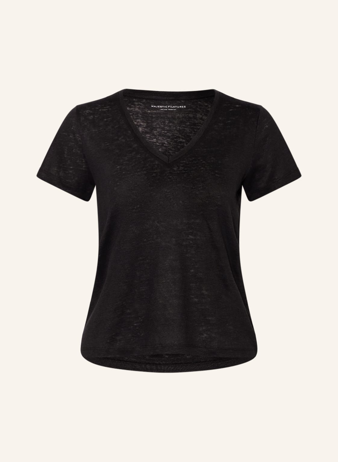 Image of Majestic Filatures T-Shirt Aus Leinen schwarz