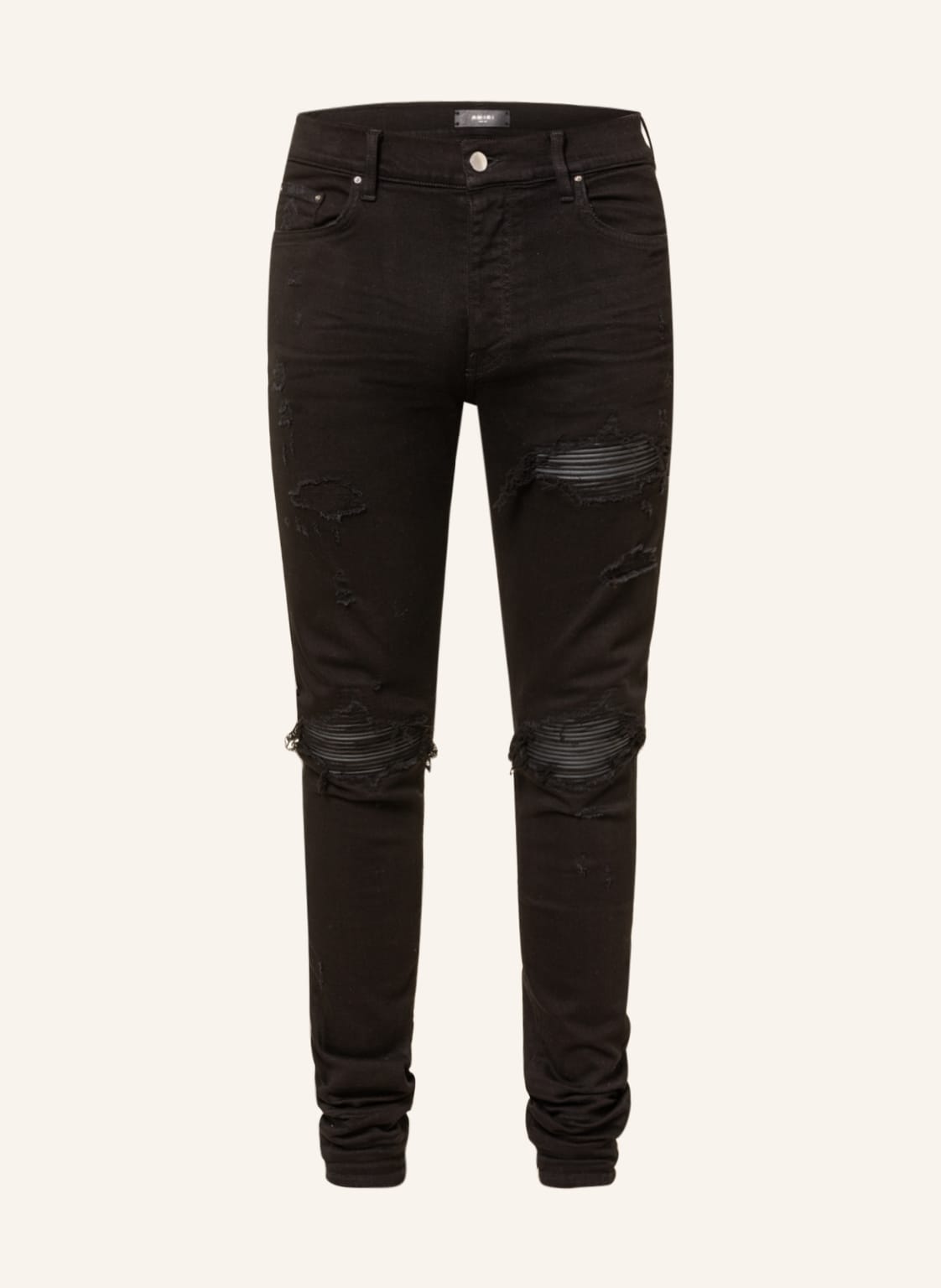 Image of Amiri Destroyed Jeans mx1 Plaid Skinny Fit schwarz