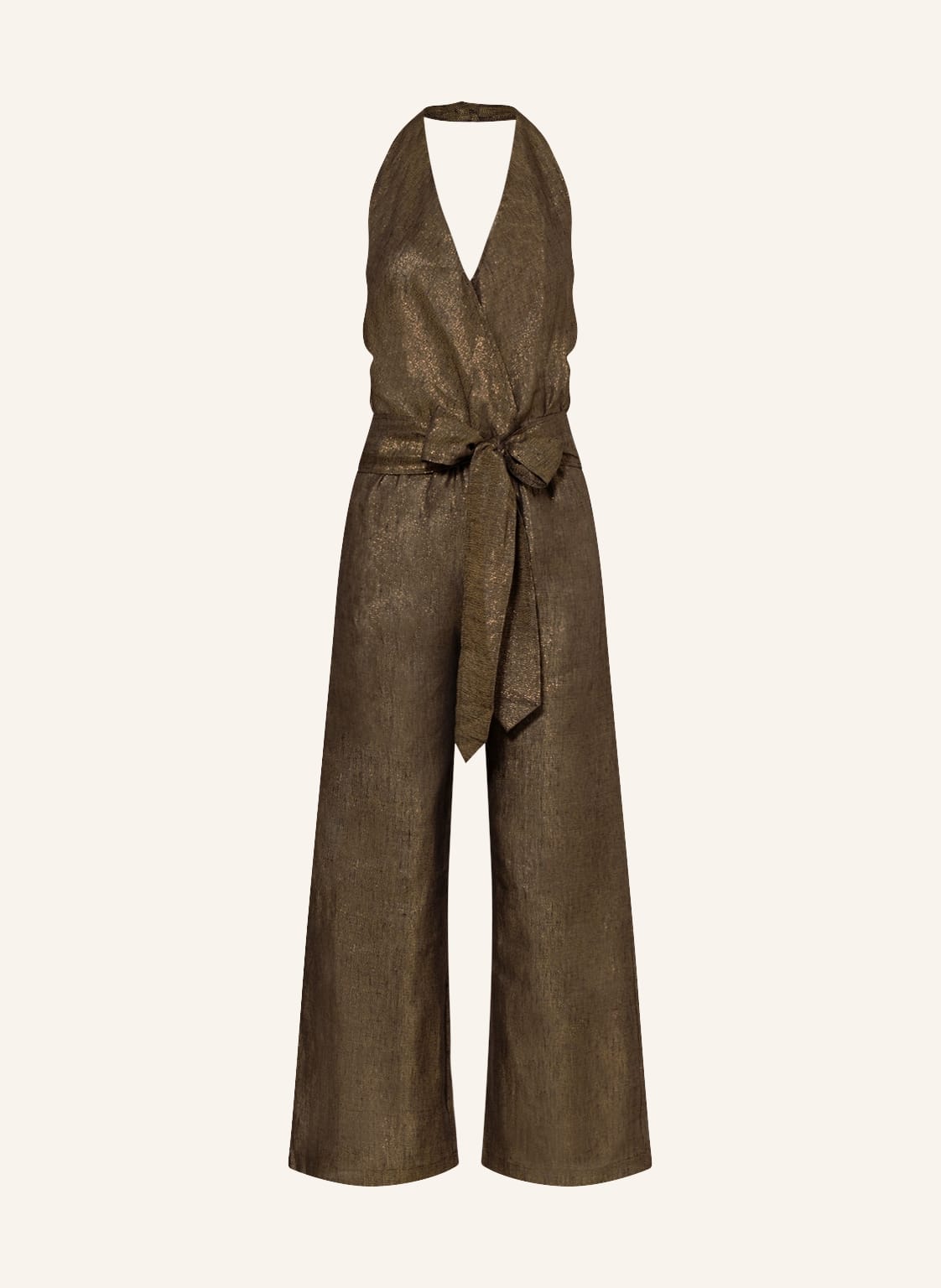 Image of Miryam Leinen-Jumpsuit Mit Glitzergarn beige