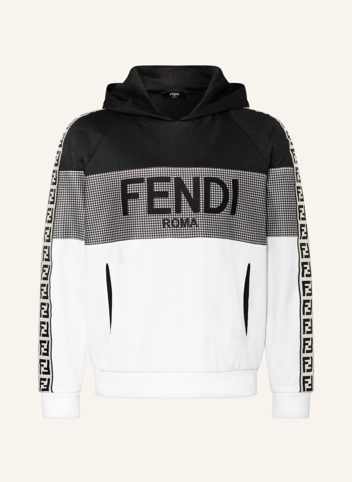 Image of Fendi Hoodie Mit Galonstreifen schwarz