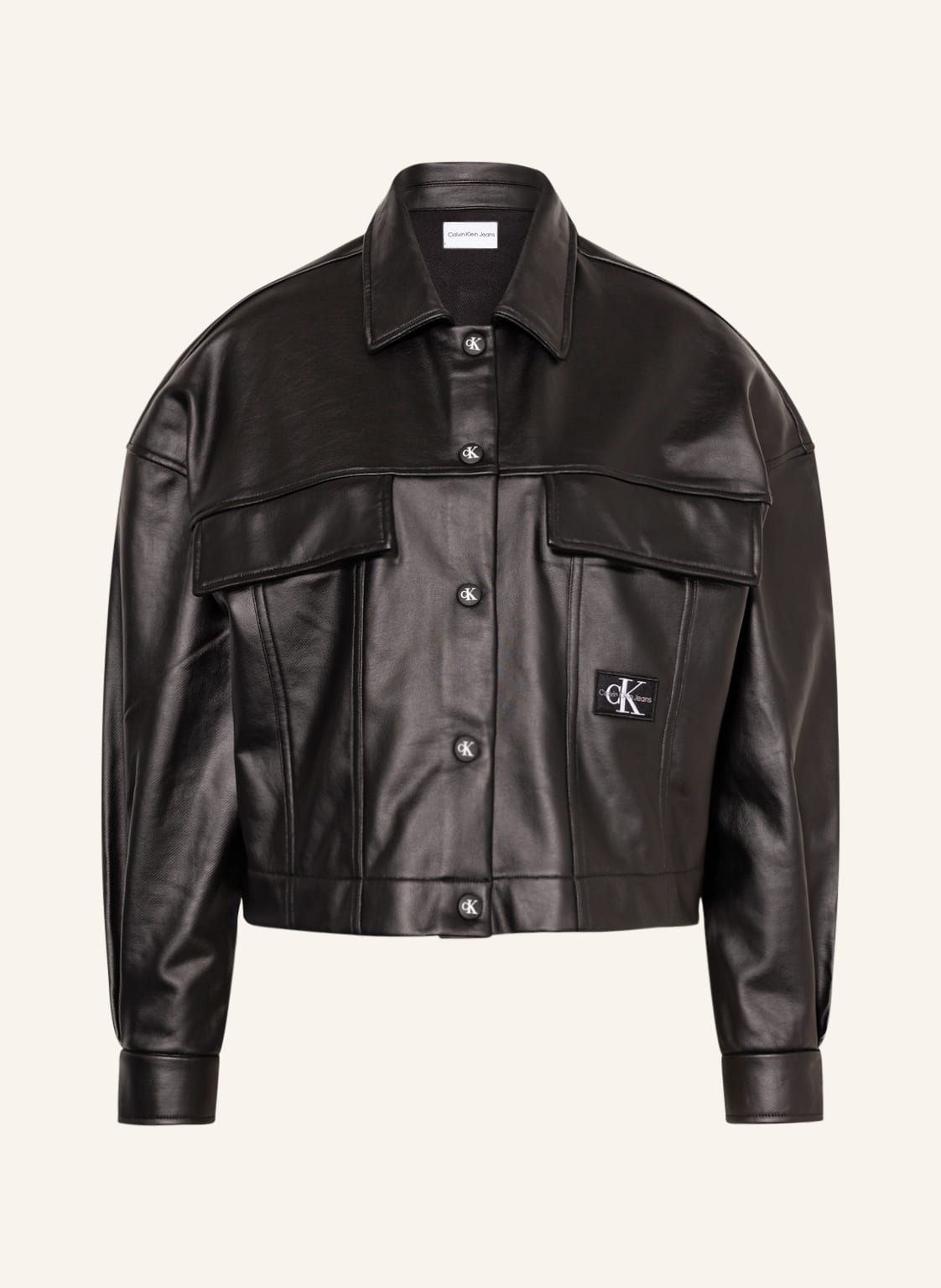 Image of Calvin Klein Jeans Jacke In Lederoptik schwarz