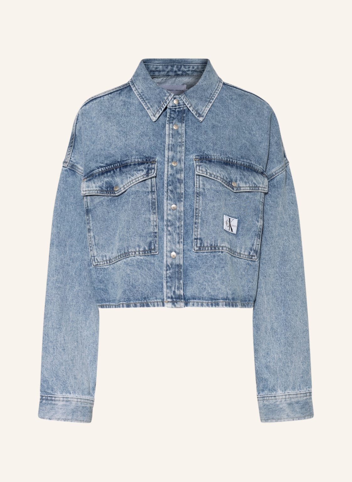 Image of Calvin Klein Jeans Cropped-Overshirt Aus Jeans blau