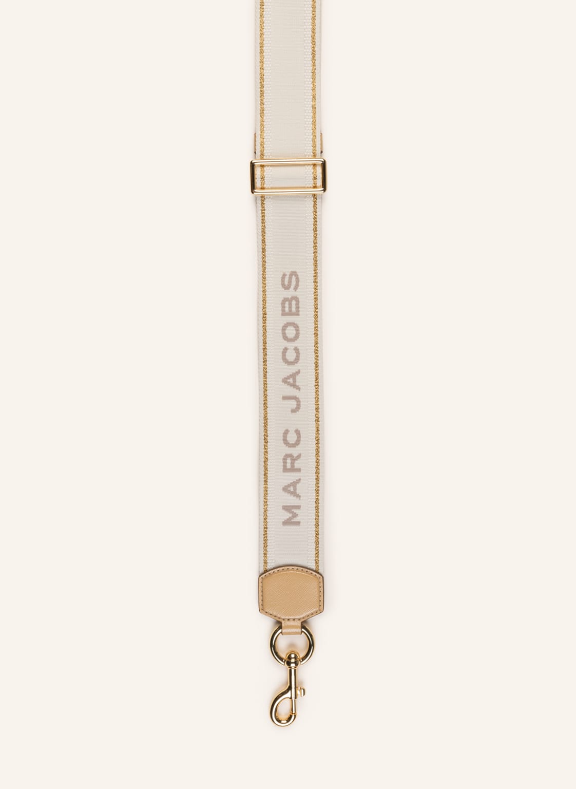 Image of Marc Jacobs Schulterriemen The Logo Webbing Strap Mit Glitzergarn beige