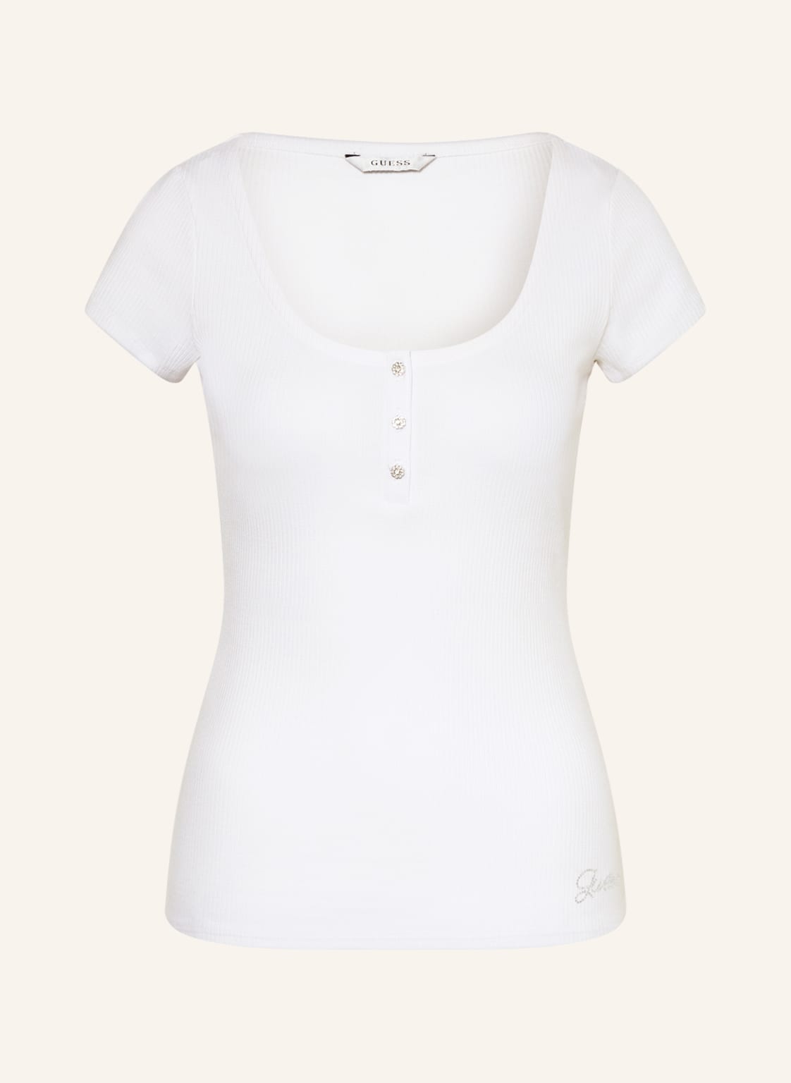Image of Guess T-Shirt Karlee Mit Schmucksteinen weiss