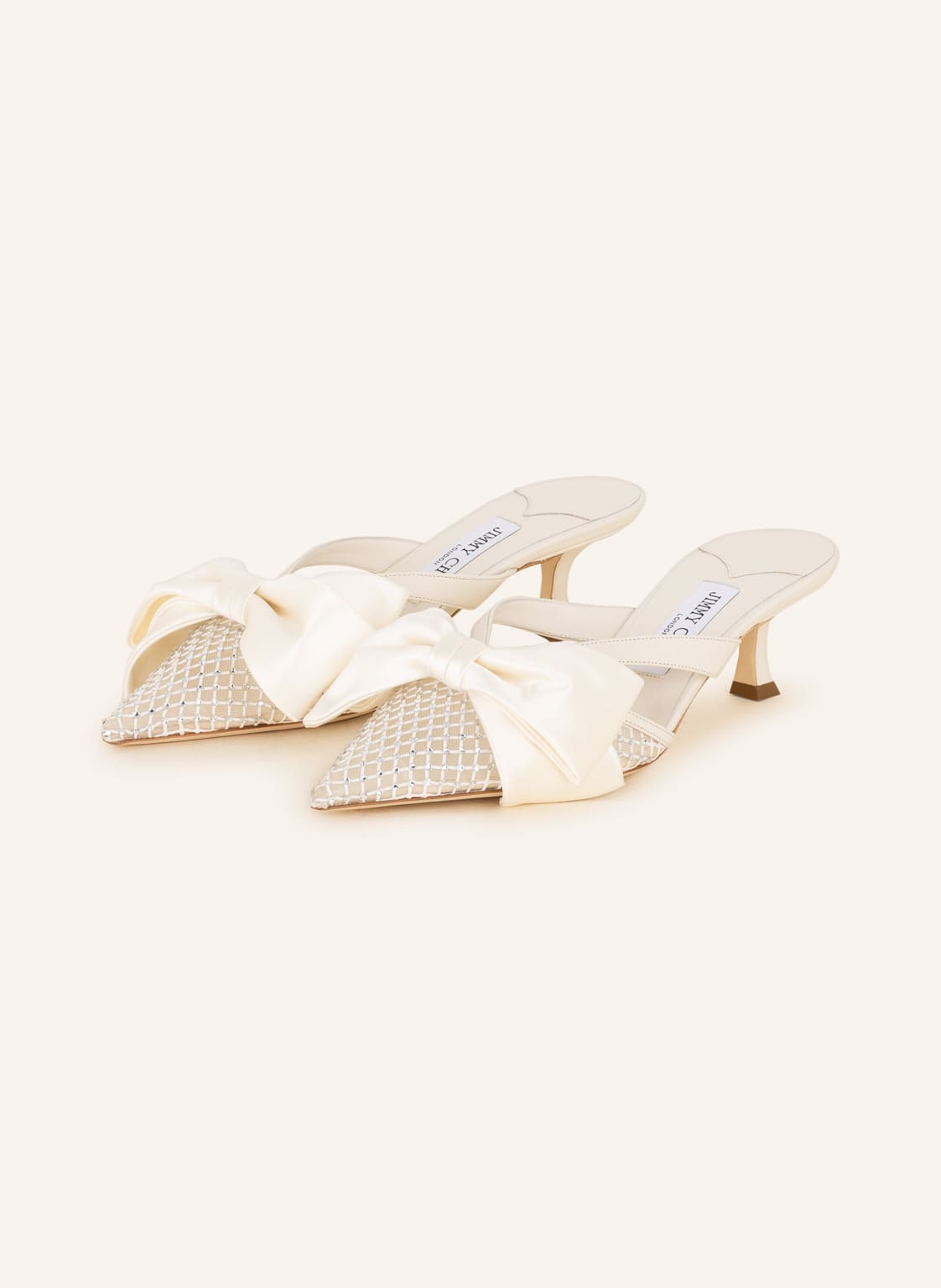Image of Jimmy Choo Mules Flaca 50 Mit Schmucksteinen beige