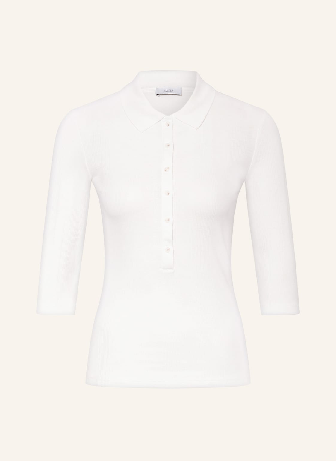 Image of Closed Jersey-Poloshirt Mit 3/4-Arm weiss