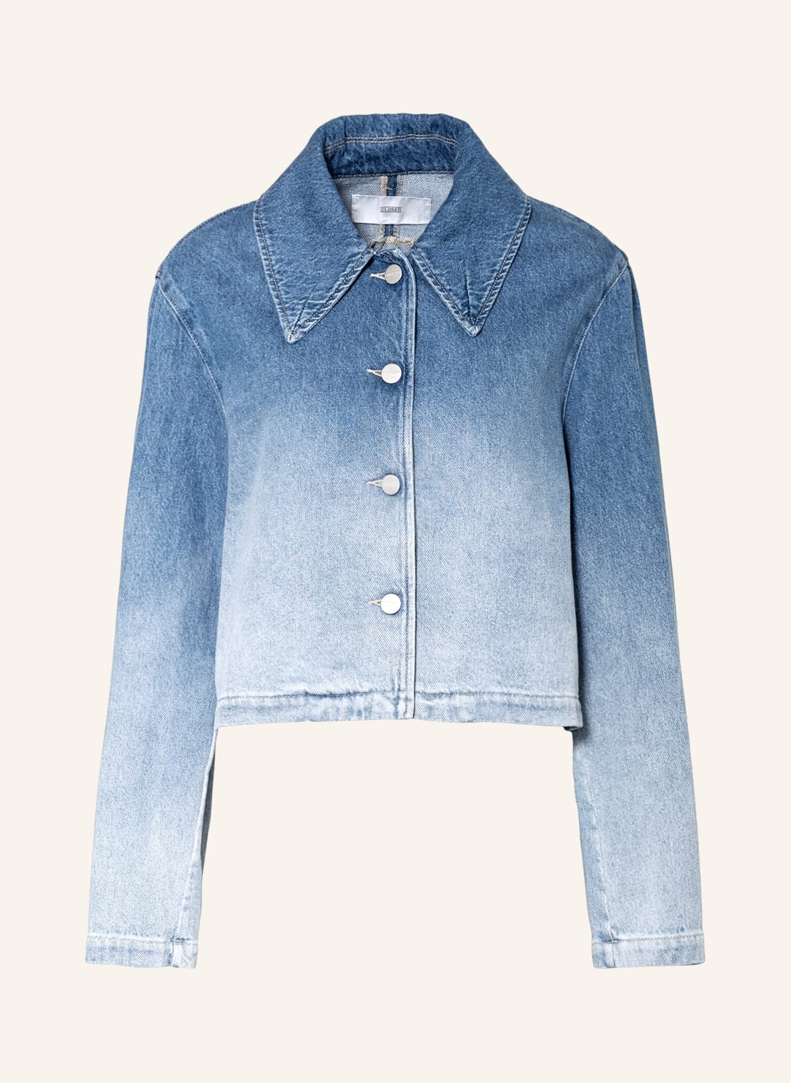 Image of Closed Cropped-Jeansjacke blau