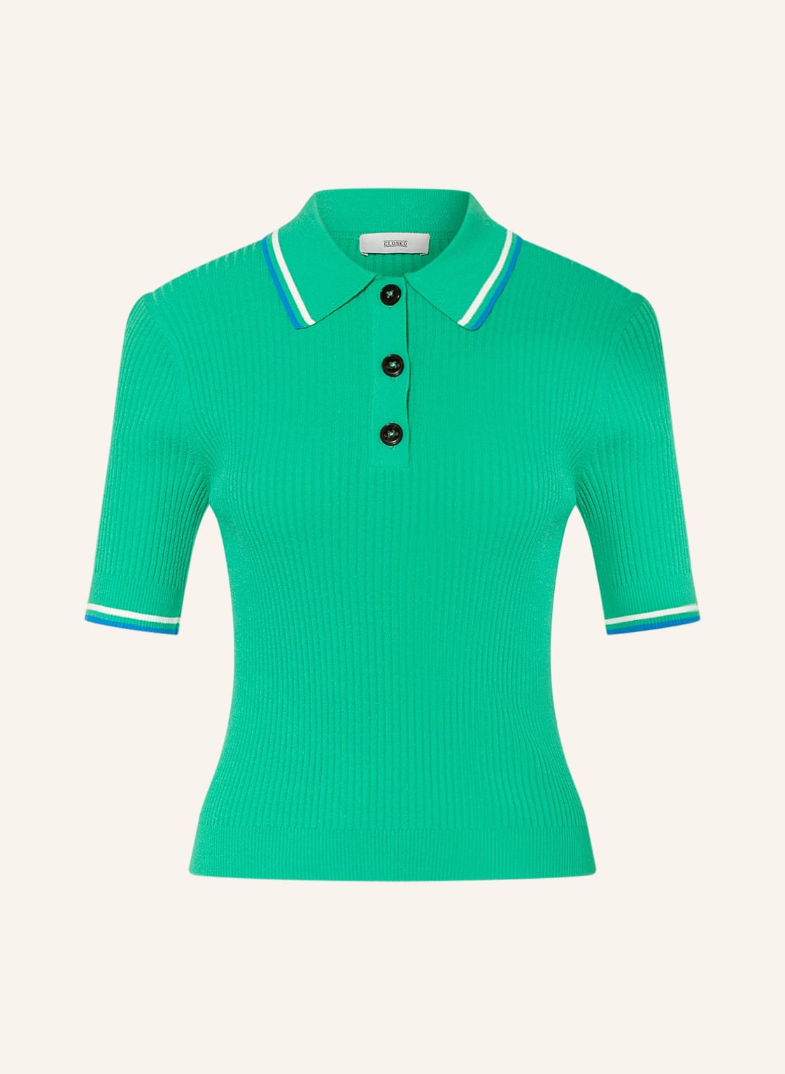 Image of Closed Strick-Poloshirt gruen