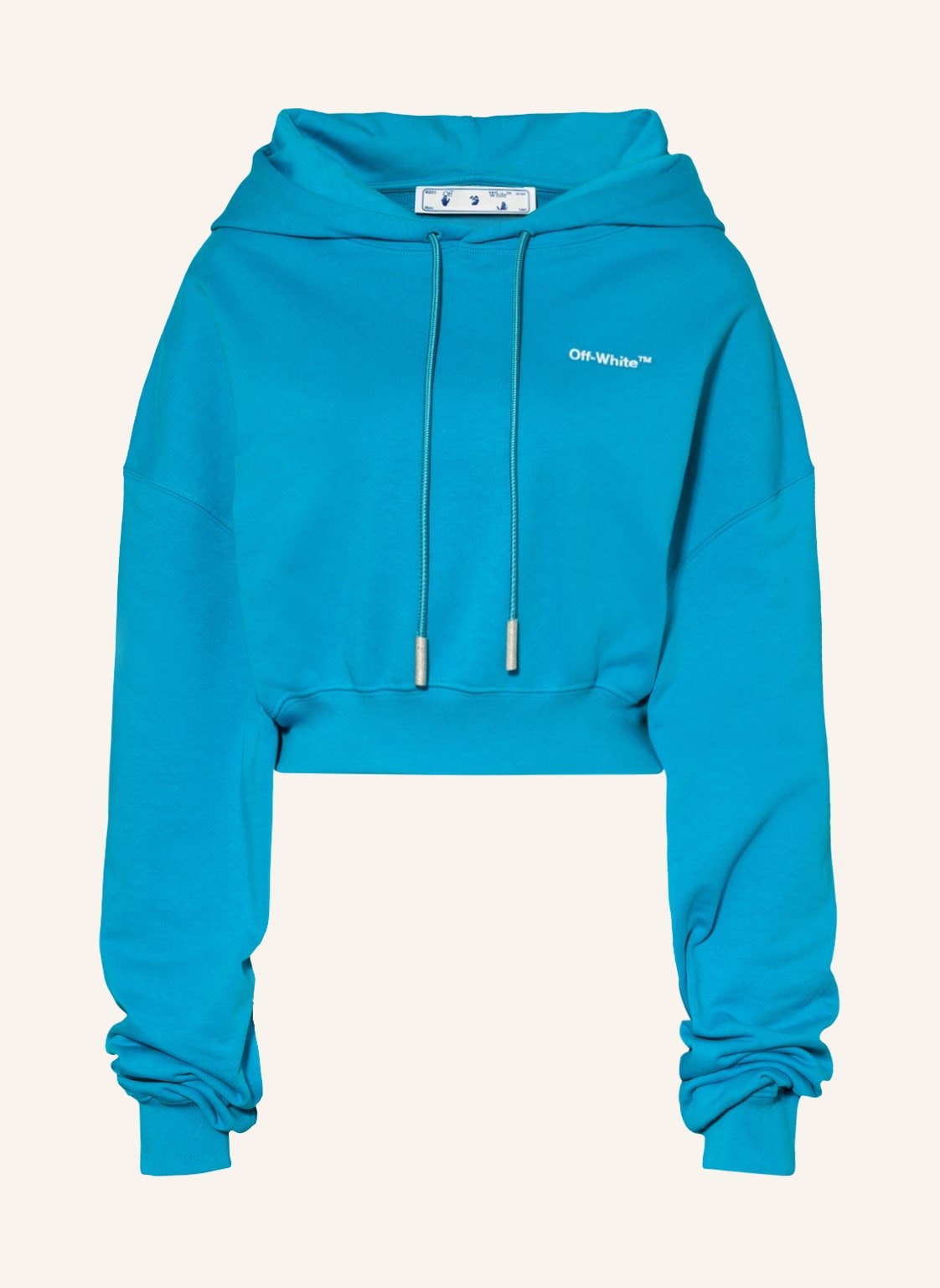Image of Off-White Cropped-Hoodie blau
