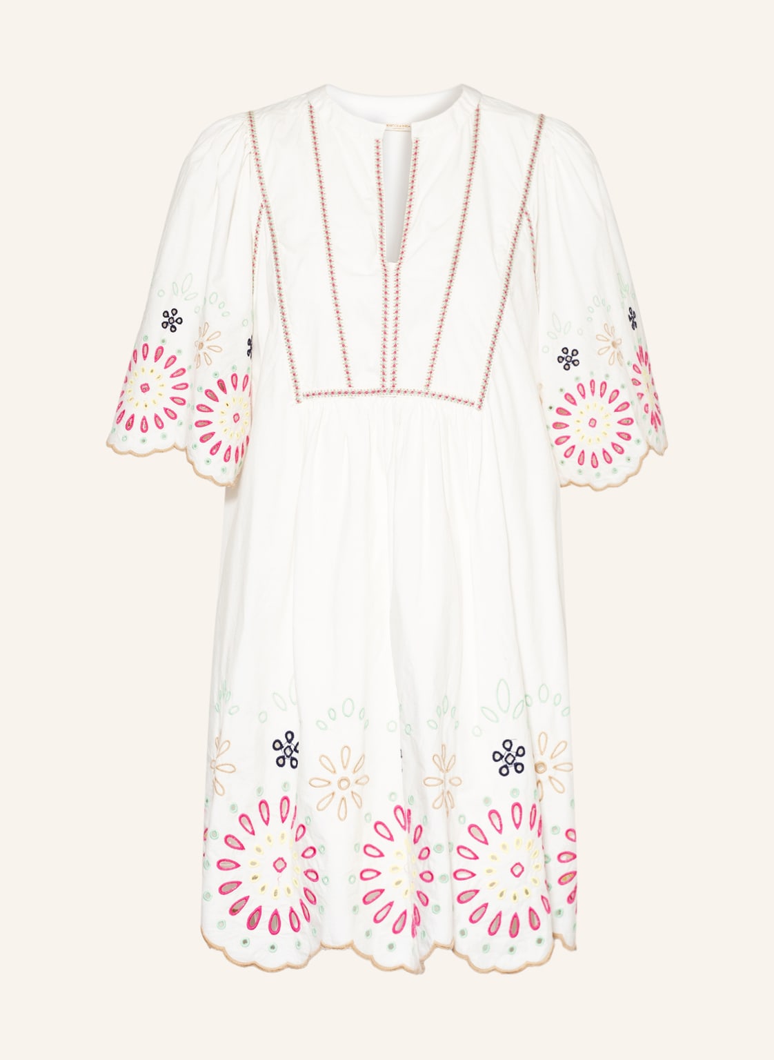 Image of Scotch & Soda Kleid Mit Stickereien Und Lochspitze weiss