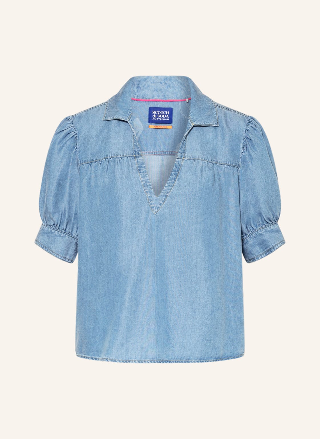 Image of Scotch & Soda Blusenshirt In Jeansoptik blau
