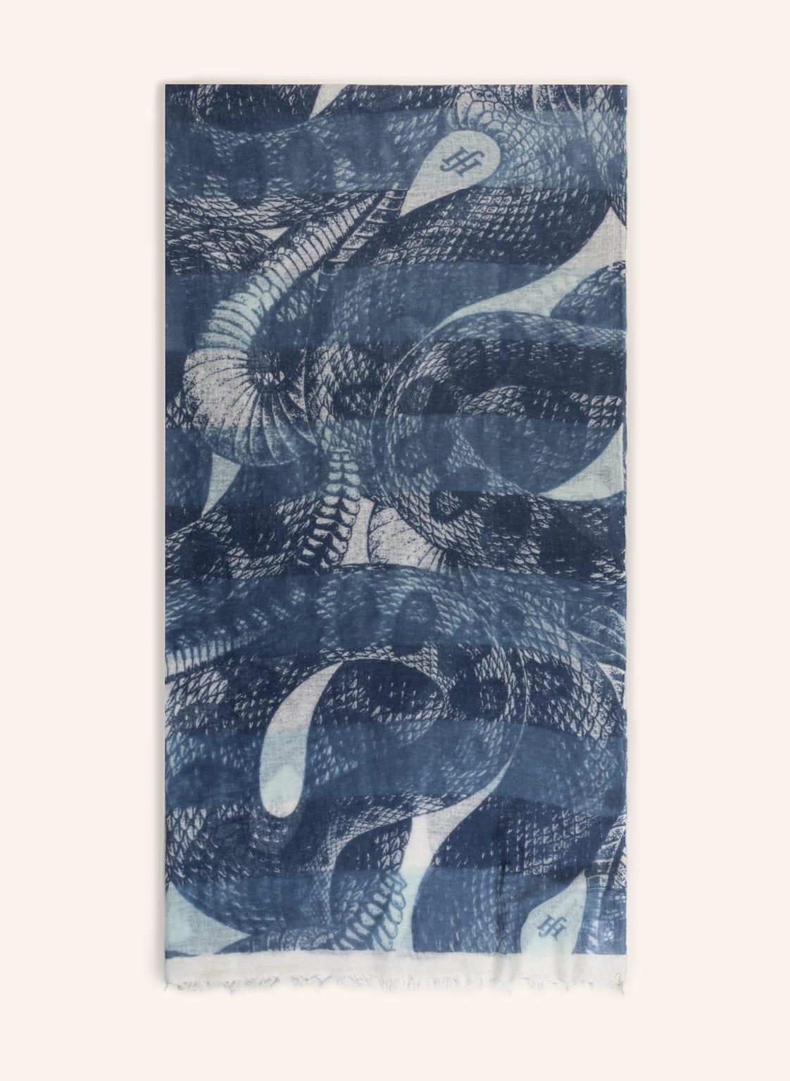 Image of Friendly Hunting Cashmere-Schal Felted Rattle Snake blau