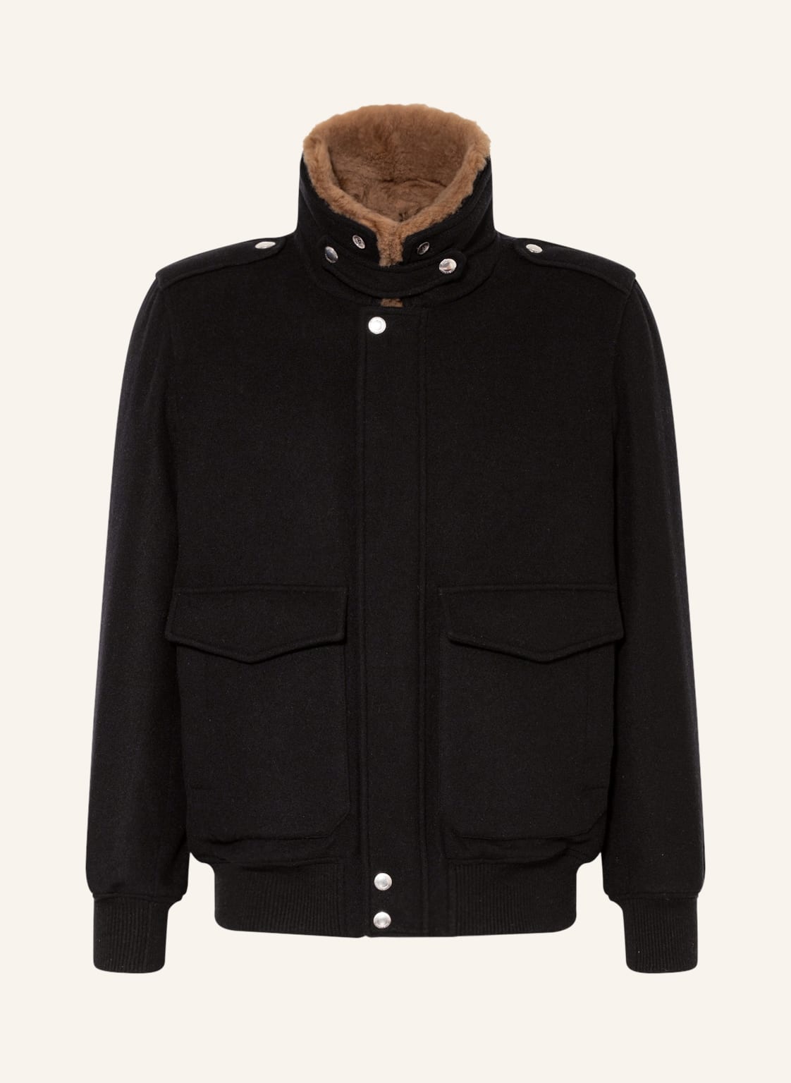 Image of Brunello Cucinelli Cashmere-Blouson Mit Echtfell schwarz