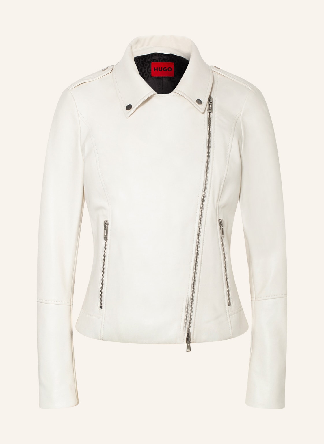 Image of Hugo Lederjacke Larella weiss
