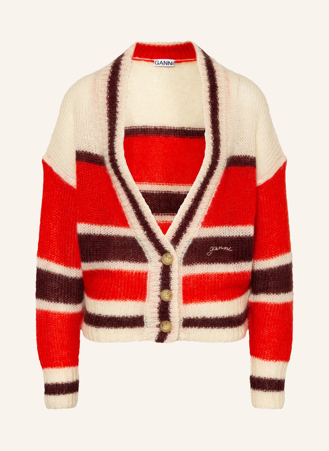 Image of Ganni Strickjacke Mit Mohair rot