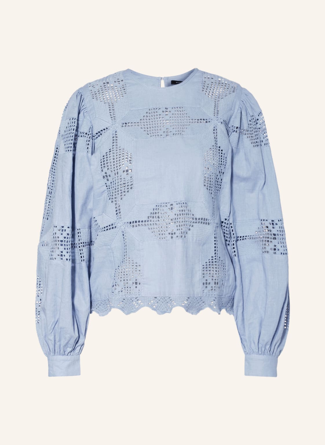 Image of Magali Pascal Bluse Arti Aus Lochspitze Mit Leinen blau