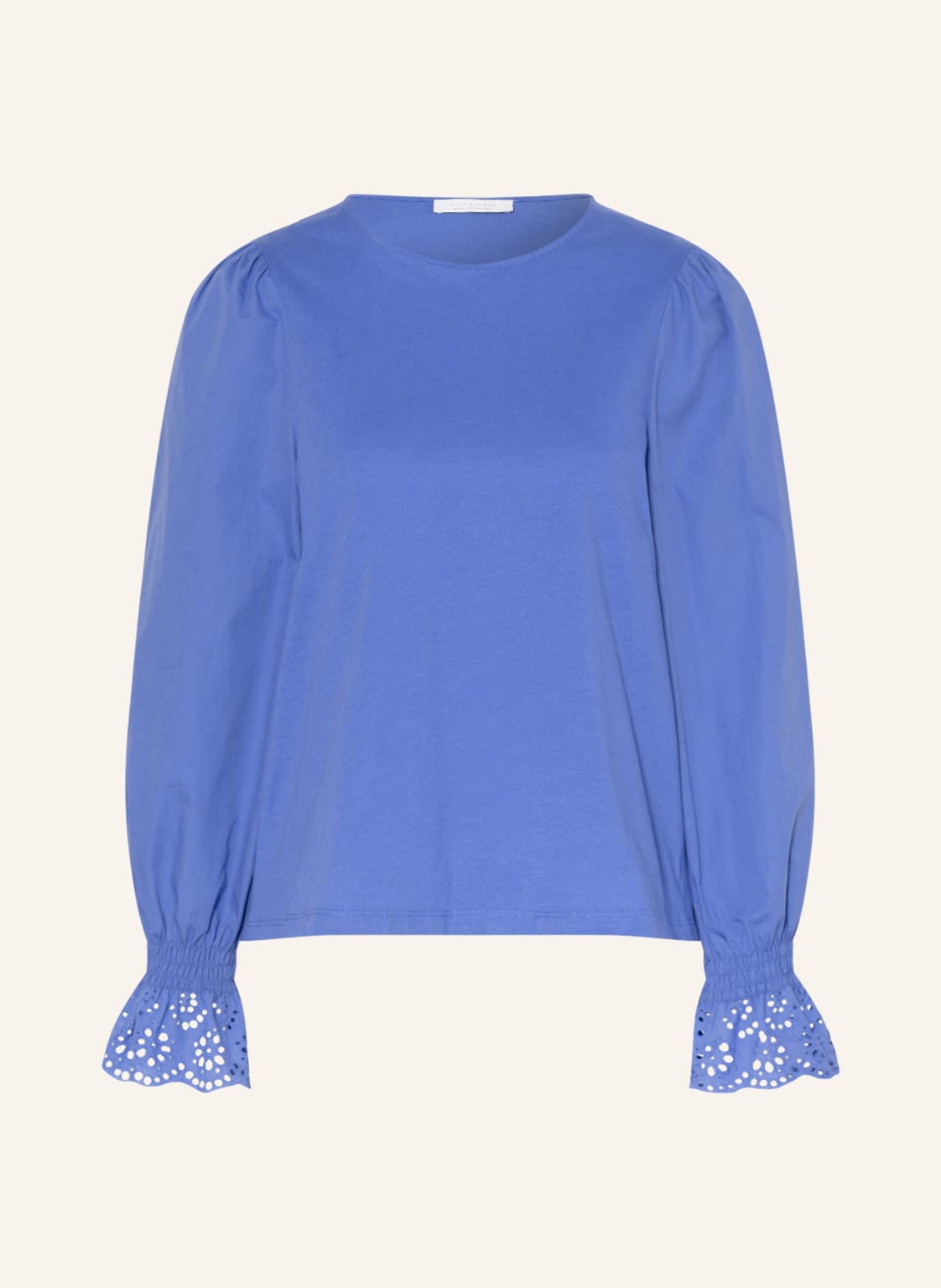 Image of Rich&Royal Blusenshirt Im Materialmix Mit Lochspitze blau