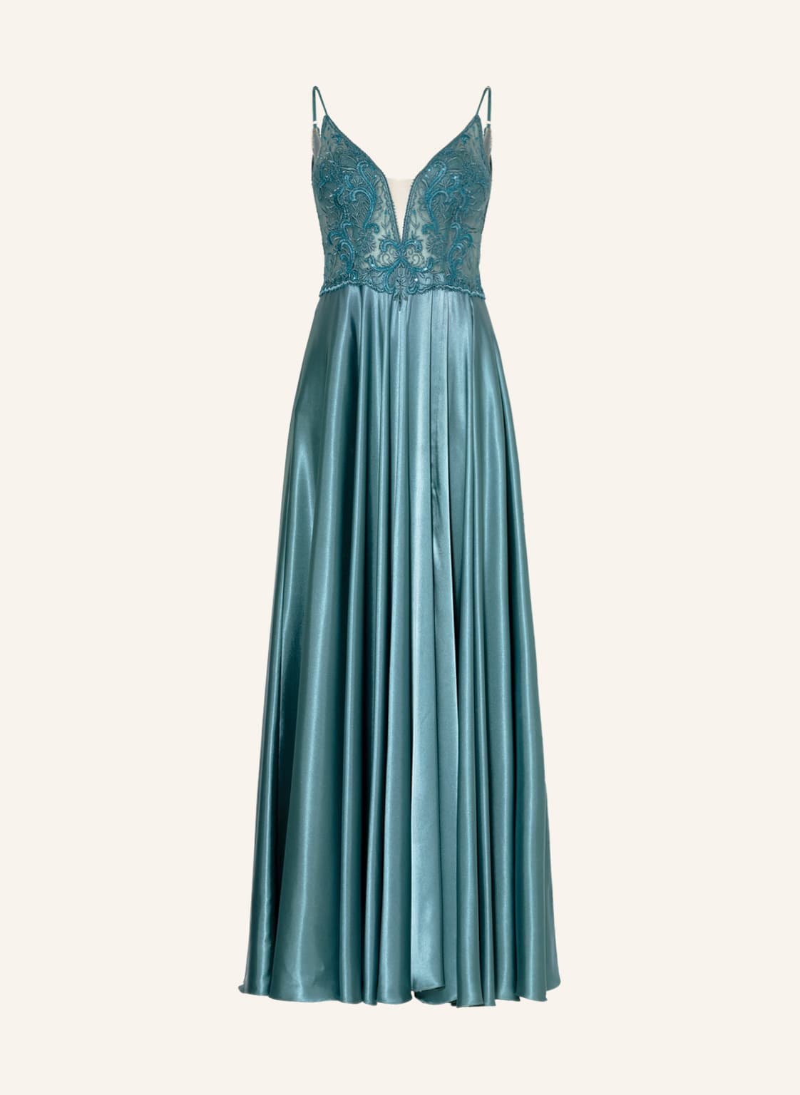 Image of Vm Vera Mont Abendkleid Mit Spitze Und Pailletten blau