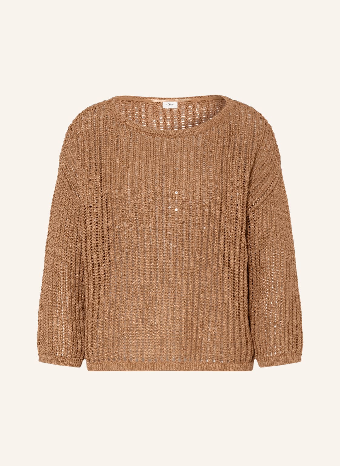 Image of S.Oliver Black Label Pullover Mit 3/4-Arm Und Pailletten braun