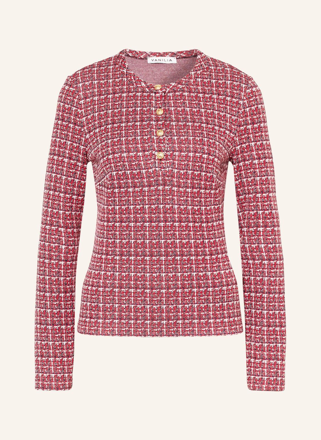 Image of Vanilia Henley-Shirt Mit Glitzergarn rot