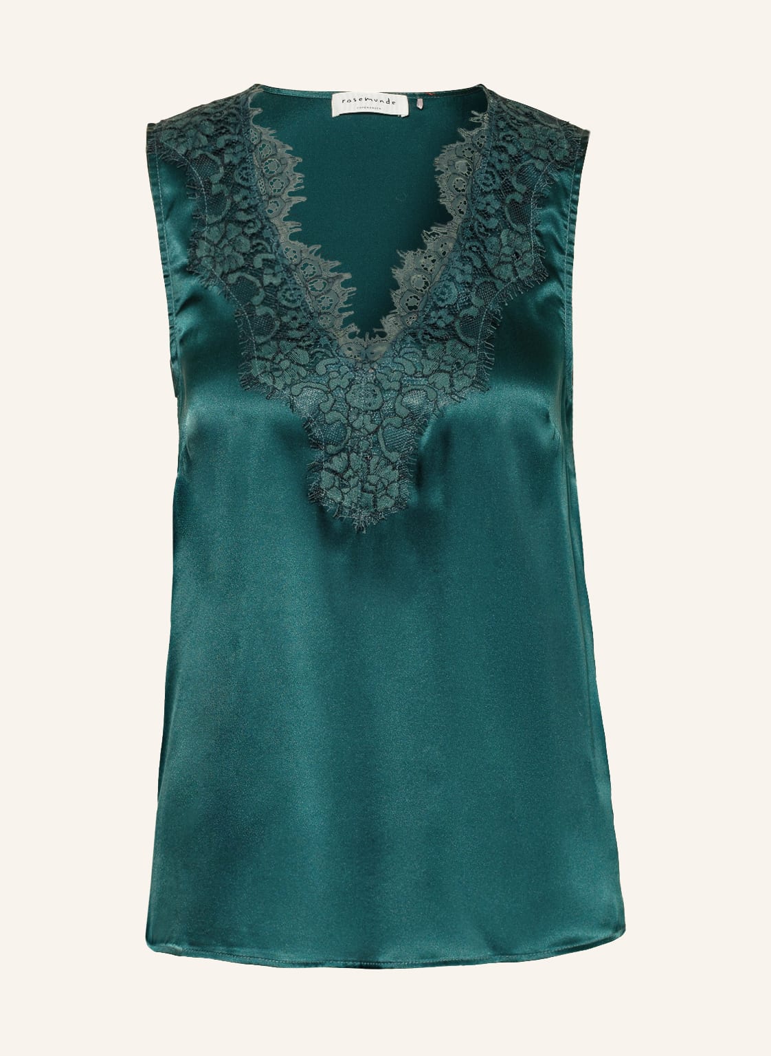 Image of Rosemunde Seidentop Mit Spitzenbesatz gruen