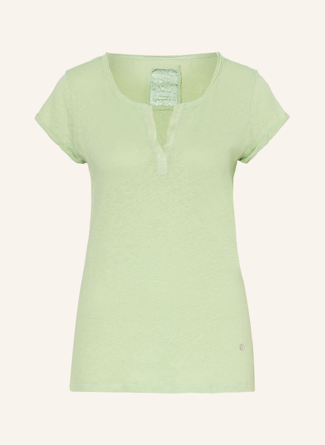 Image of Mos Mosh T-Shirt Troy Mit Leinen gruen