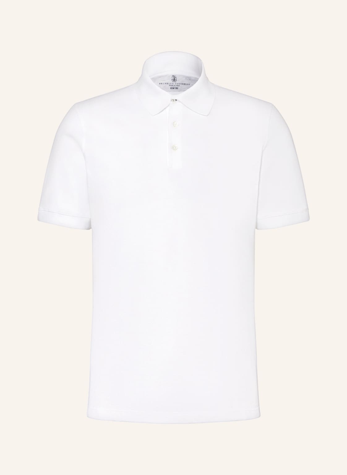 Image of Brunello Cucinelli Piqué-Poloshirt Slim Fit weiss