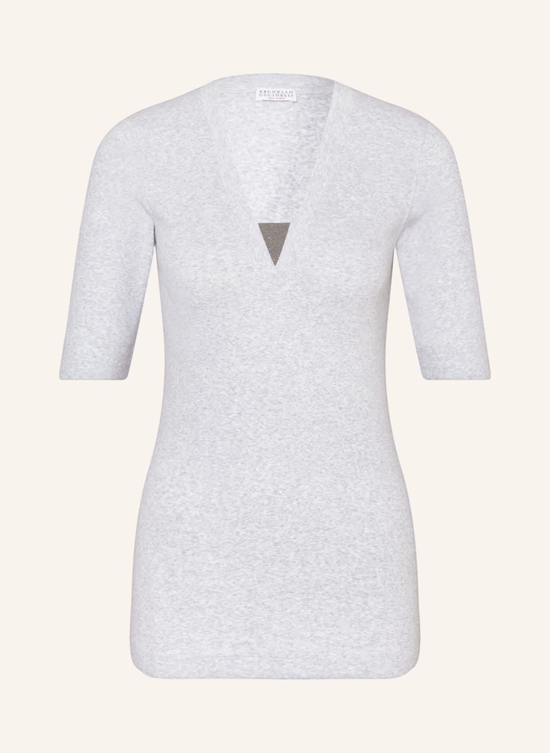 Image of Brunello Cucinelli T-Shirt Mit Schmucksteinbesatz silber