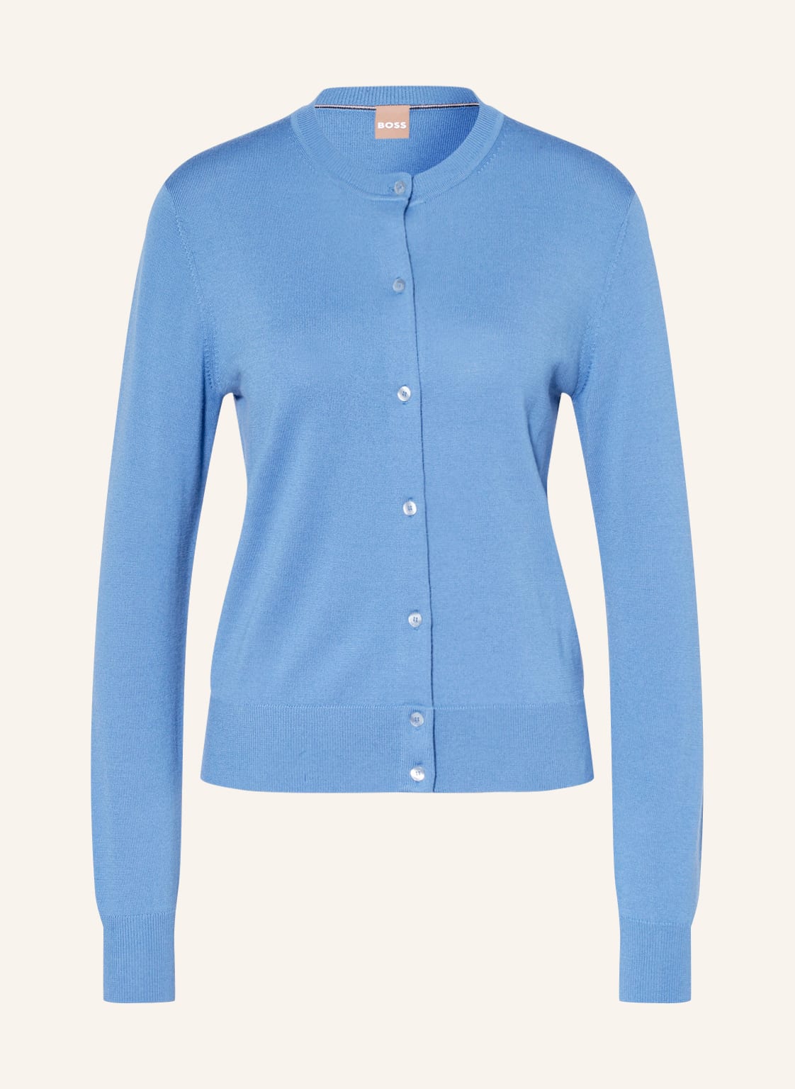 Image of Boss Strickjacke Fadenasis Aus Merinowolle blau