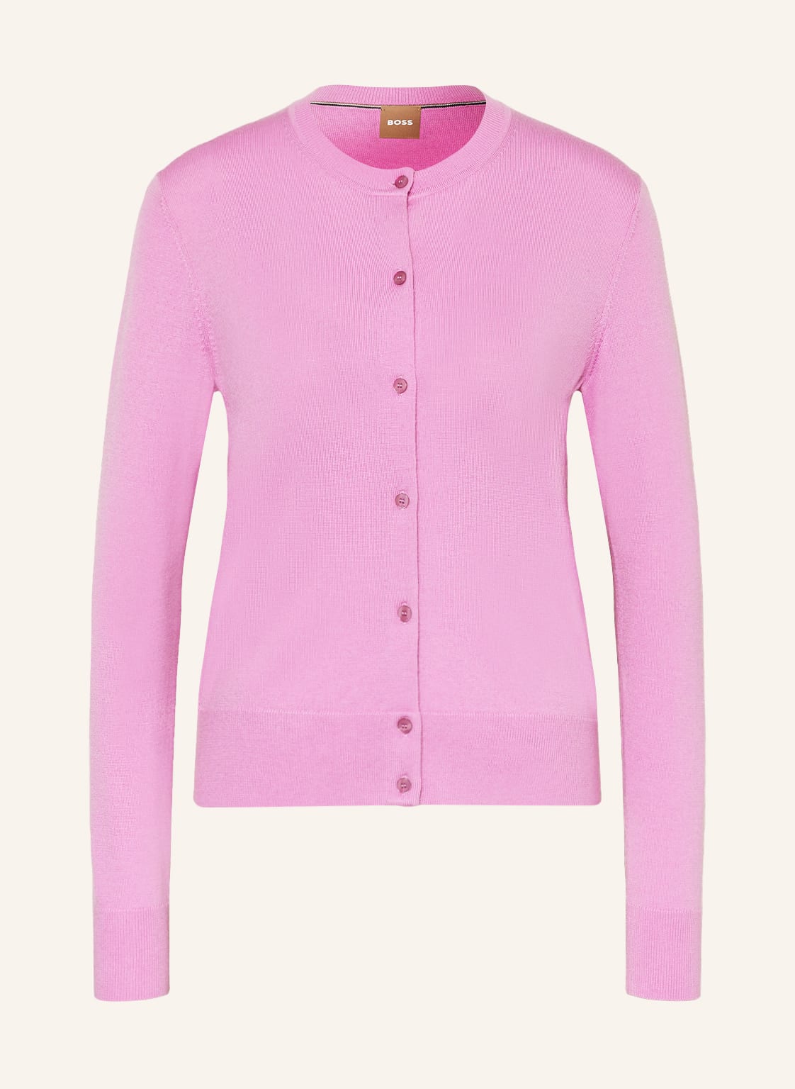 Image of Boss Strickjacke Fadenasis Aus Merinowolle rosa