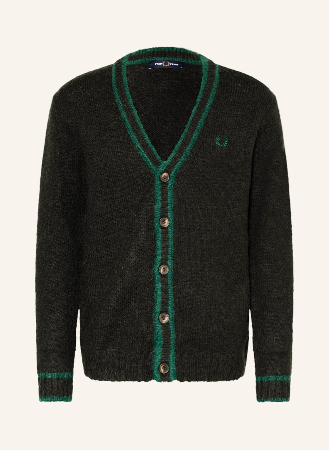 Image of Fred Perry Strickjacke Mit Alpaka gruen