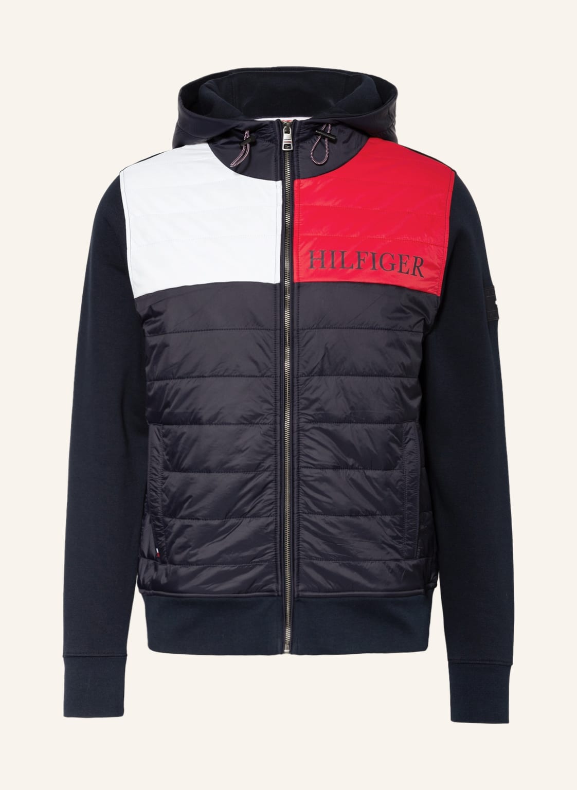 Image of Tommy Hilfiger Sweatjacke Im Materialmix blau