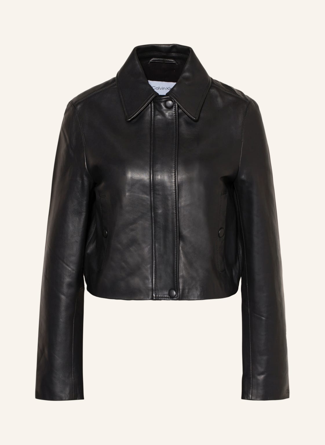 Image of Calvin Klein Cropped-Lederjacke schwarz