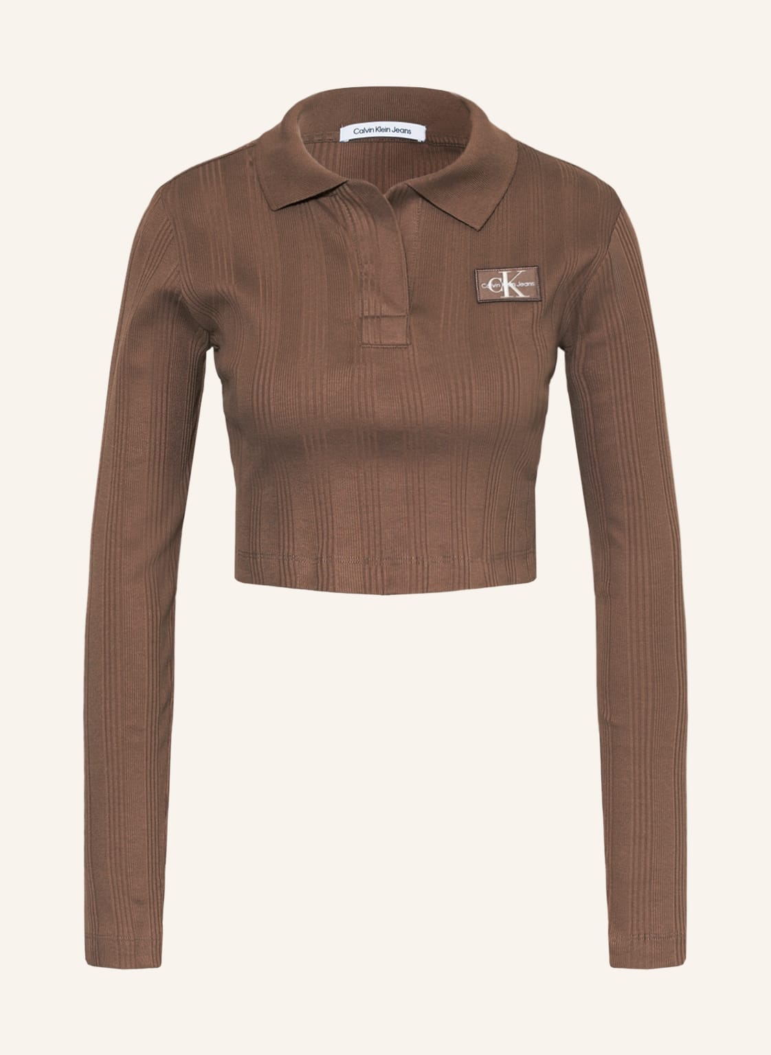 Image of Calvin Klein Jeans Cropped-Poloshirt braun