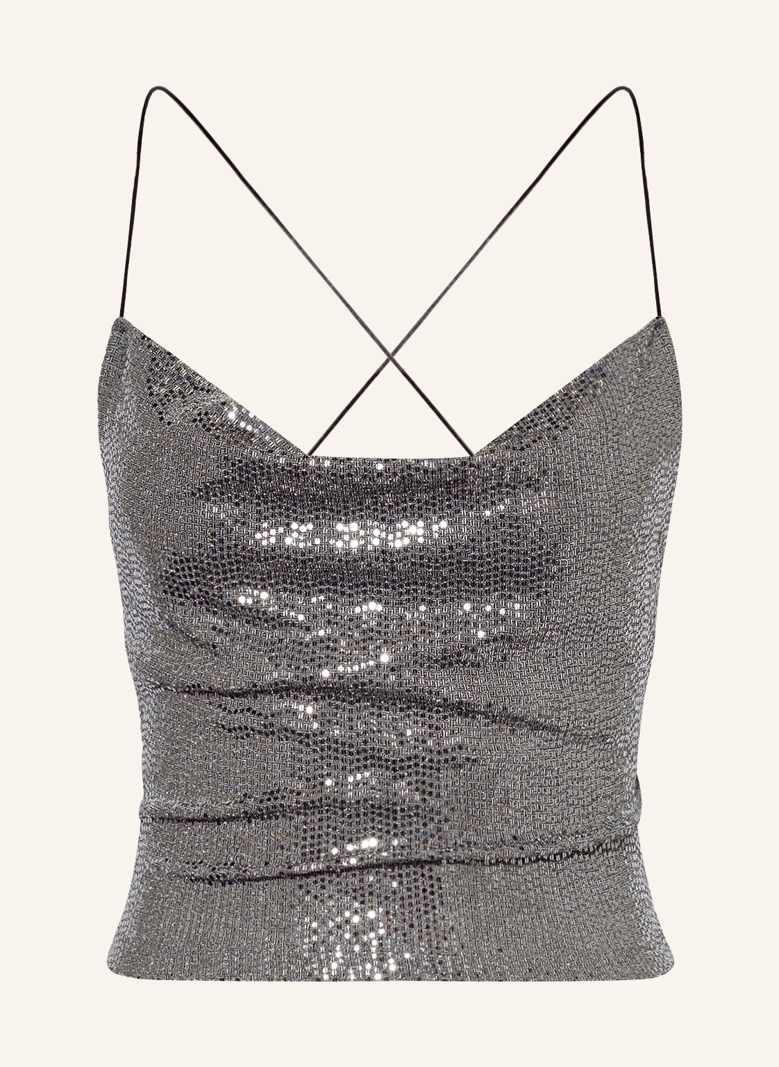 Image of Envii Top Enpluto Mit Pailletten Und Glitzergarn silber