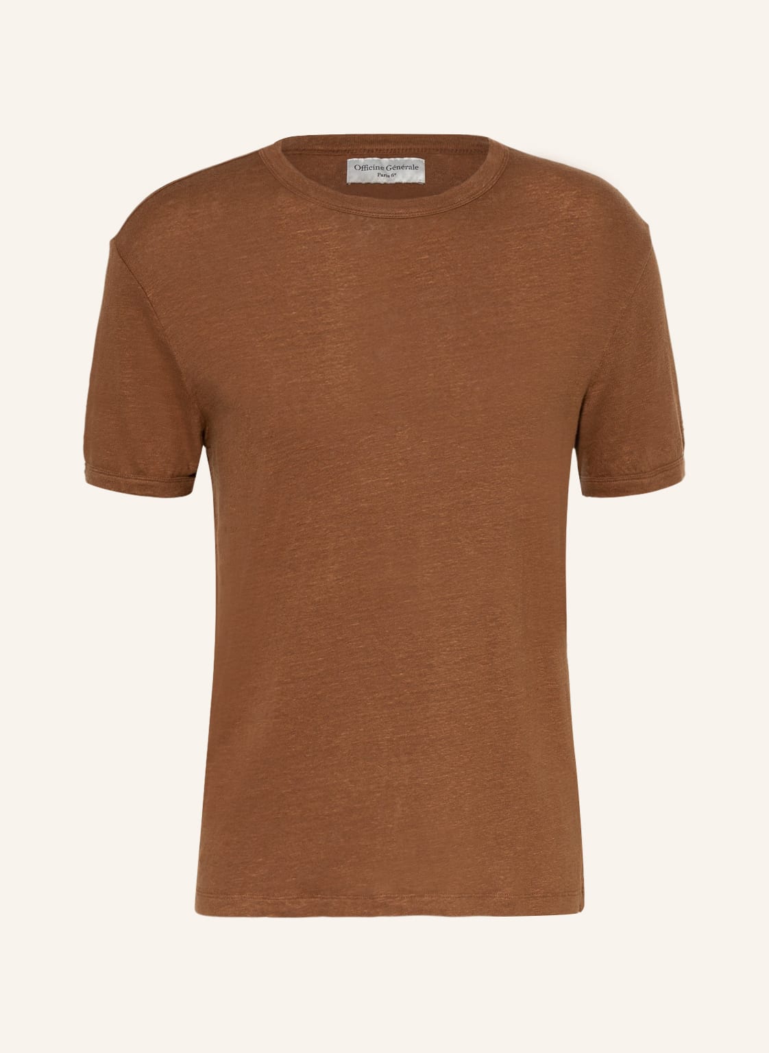 Image of Officine Générale T-Shirt Aus Leinen braun