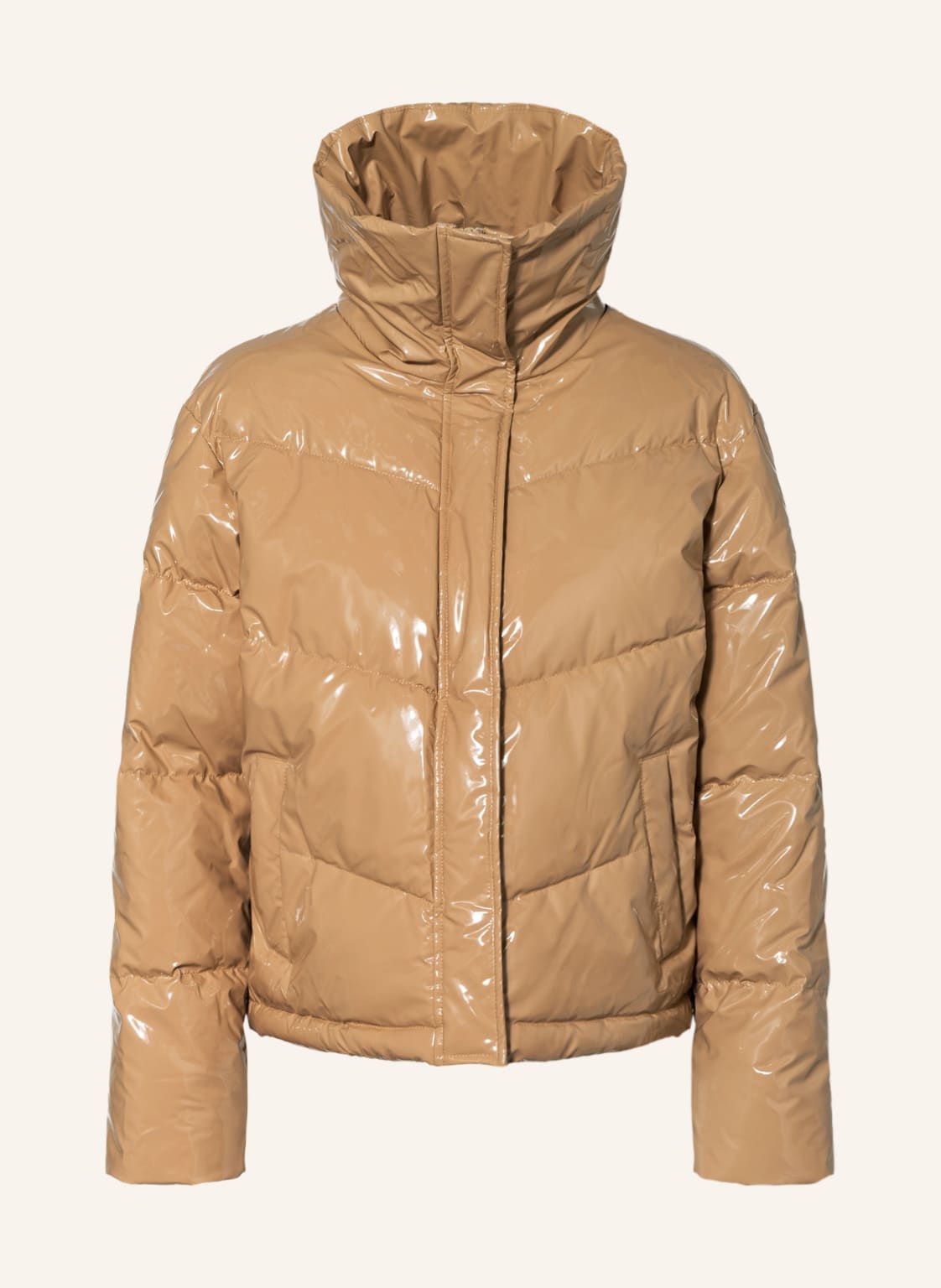 Image of Hugo Steppjacke Farylina In Lackoptik beige