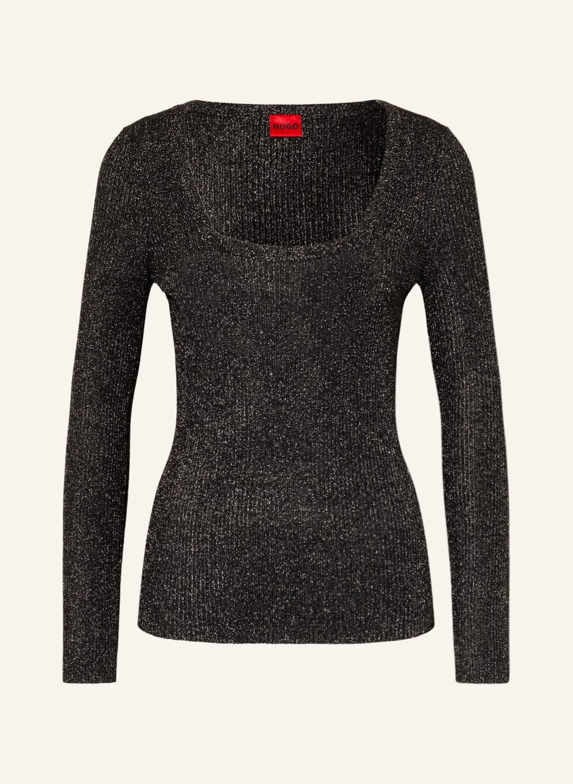 Image of Hugo Longsleeve Sunessy Mit Glitzergarn schwarz