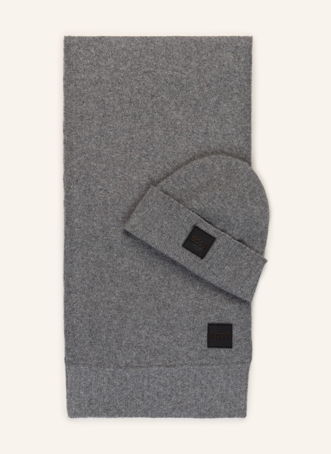 Image of Boss Set Andreas: Schal Und Mütze grau