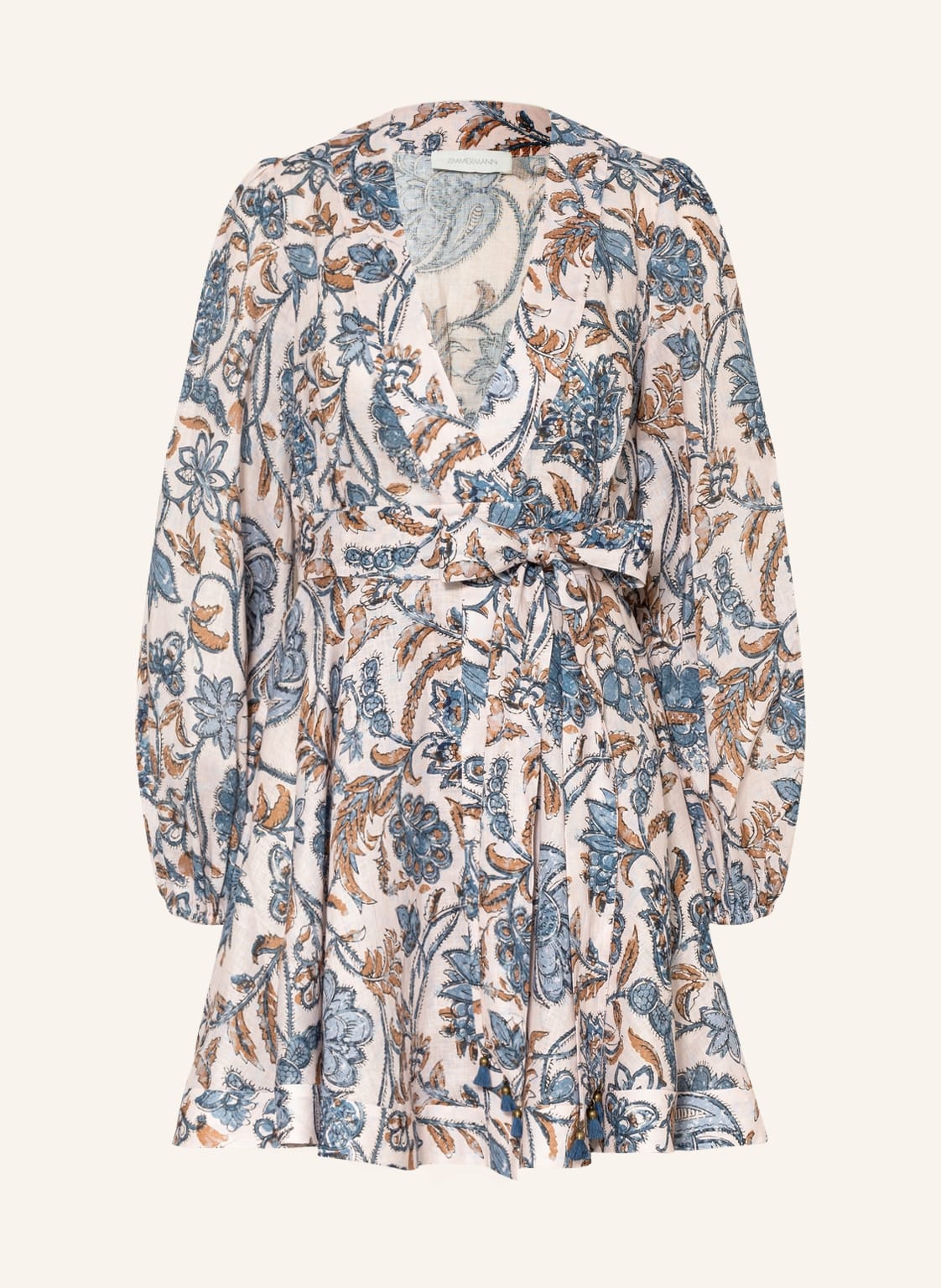 Image of Zimmermann Wickelkleid Vitali Aus Leinen blau