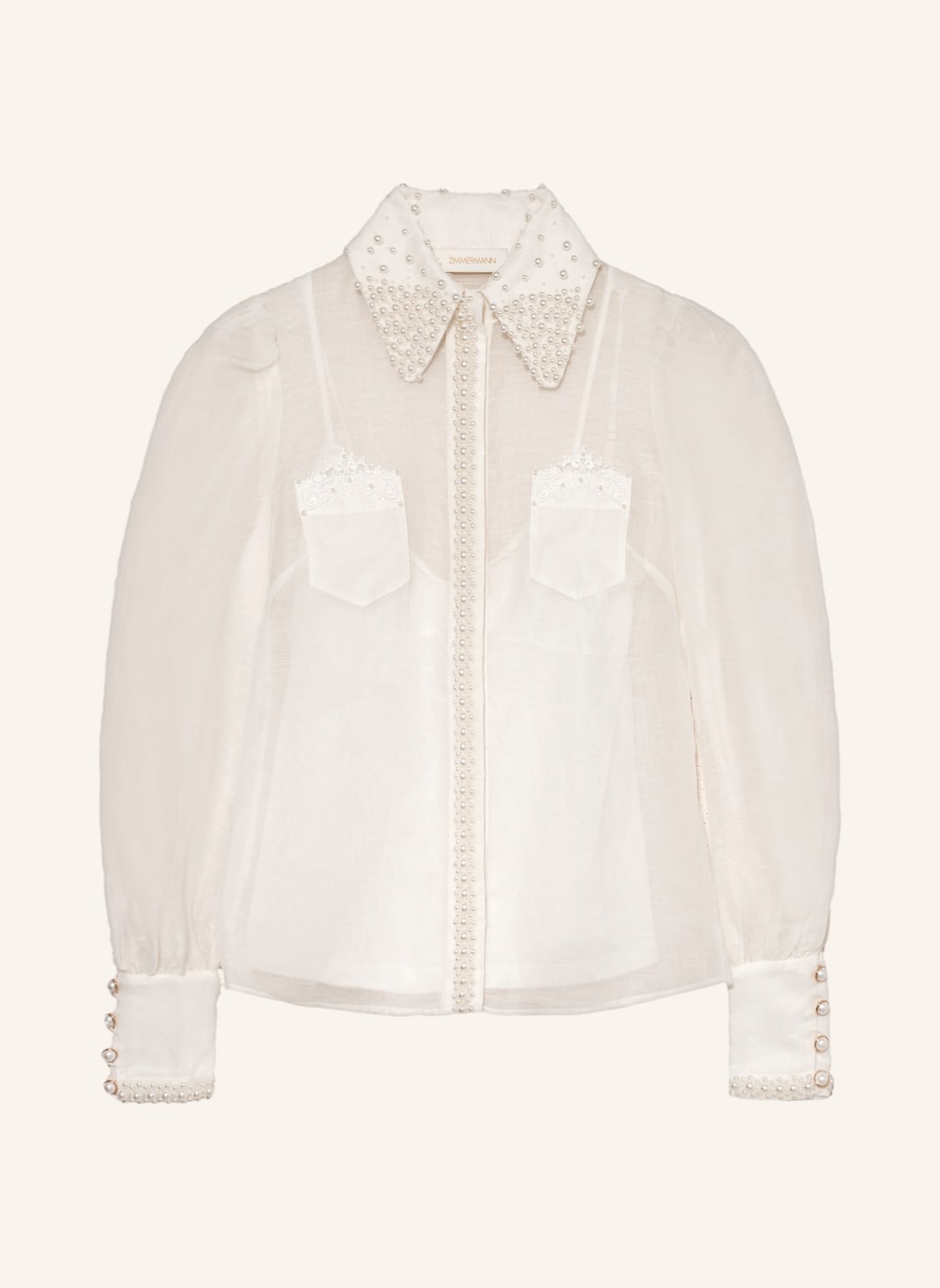 Image of Zimmermann Bluse High Tide Mit Leinen Und Seide weiss