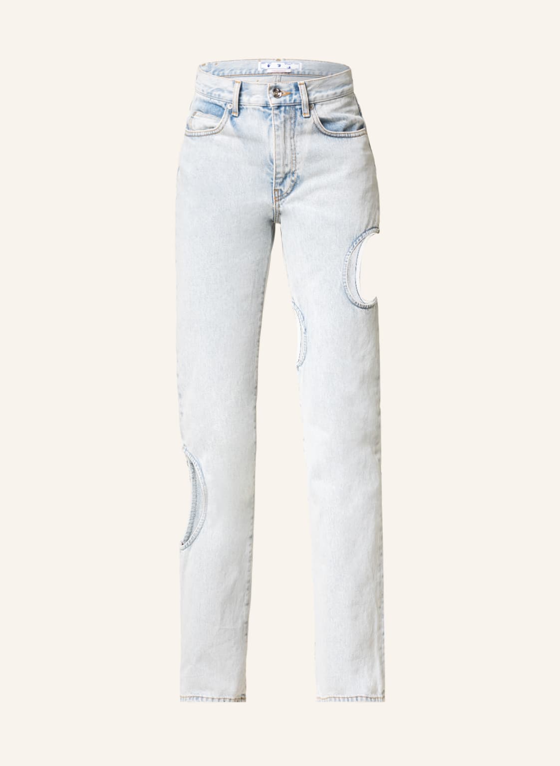Image of Off-White Straight Jeans Mit Cut-Outs blau