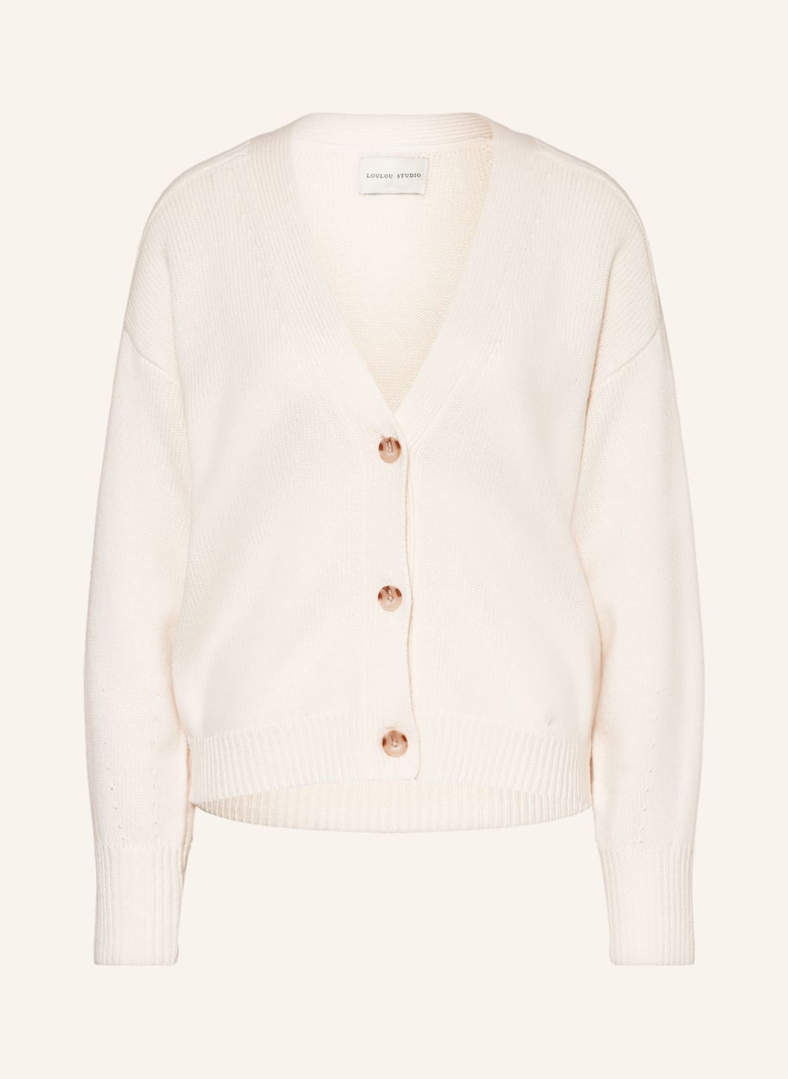 Image of Loulou Studio Strickjacke Zanzibar weiss