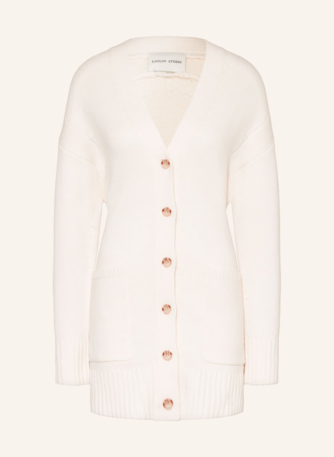 Image of Loulou Studio Strickjacke Maio weiss