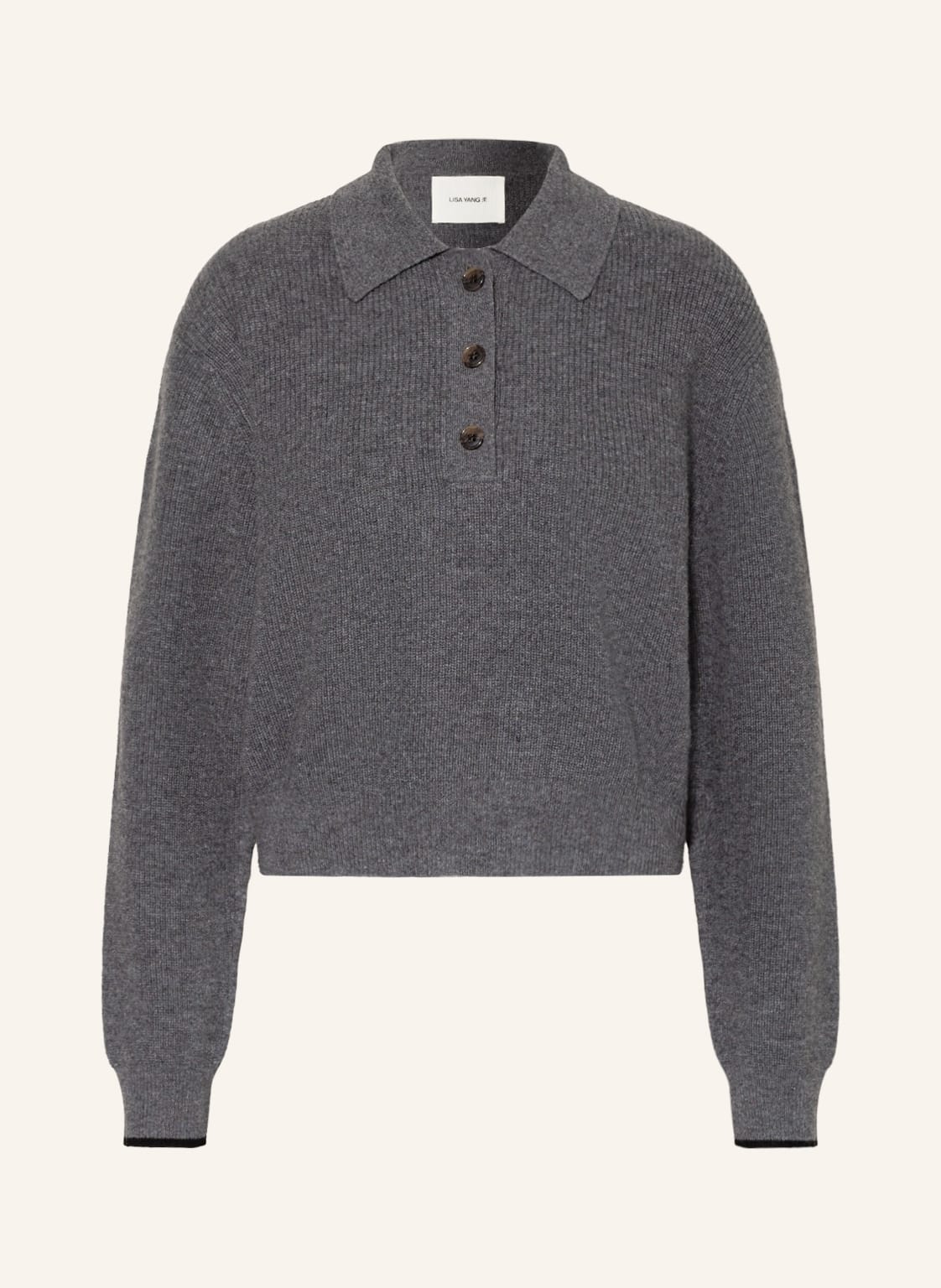 Image of Lisa Yang Strick-Poloshirt Ilse Aus Cashmere grau