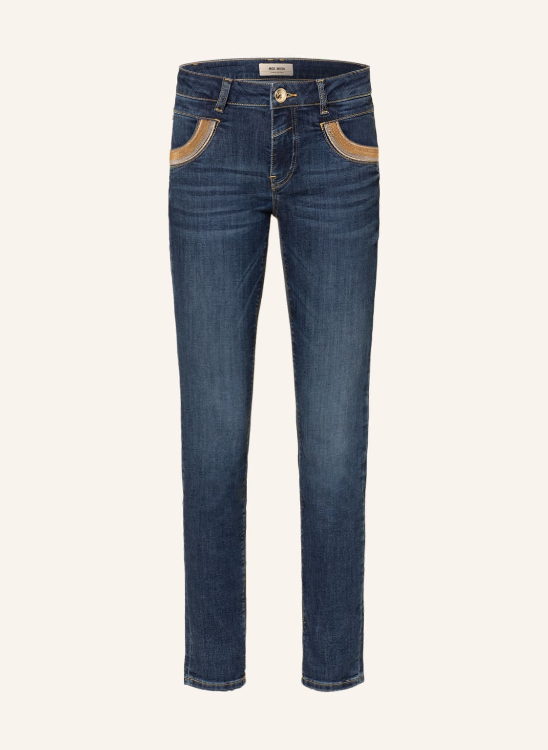 Image of Mos Mosh Skinny Jeans Naomie Mit Perlen blau