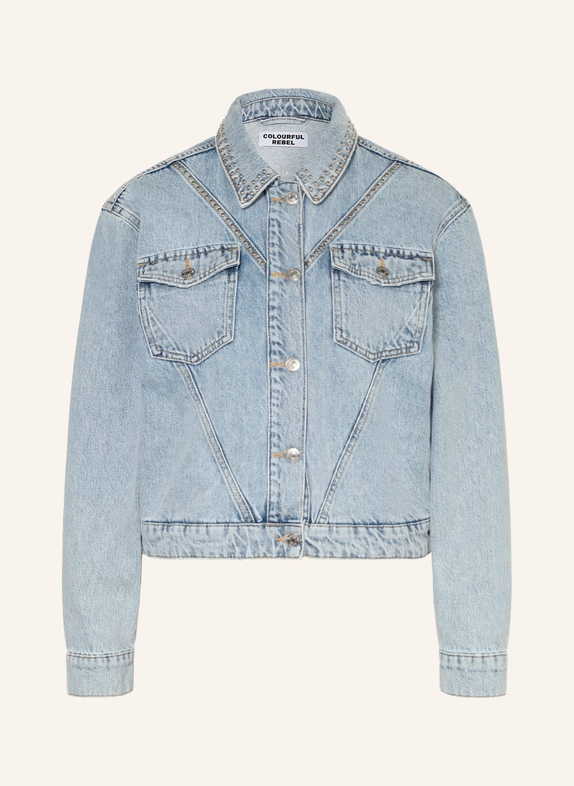 Image of Colourful Rebel Jeansjacke Nisha Mit Nieten blau