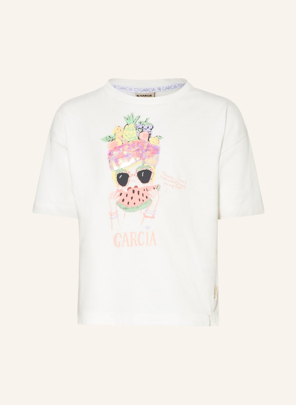 Image of Garcia T-Shirt Mit Pailletten weiss