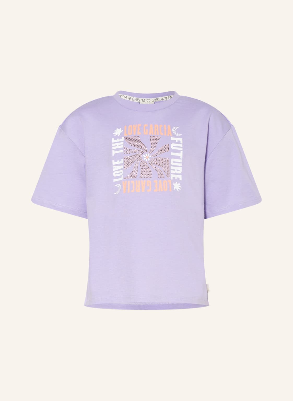 Image of Garcia T-Shirt Mit Schmucksteinen violett